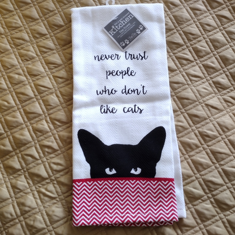 3/$30 Cat Design Kitchen Cotton Towel - Black and Red